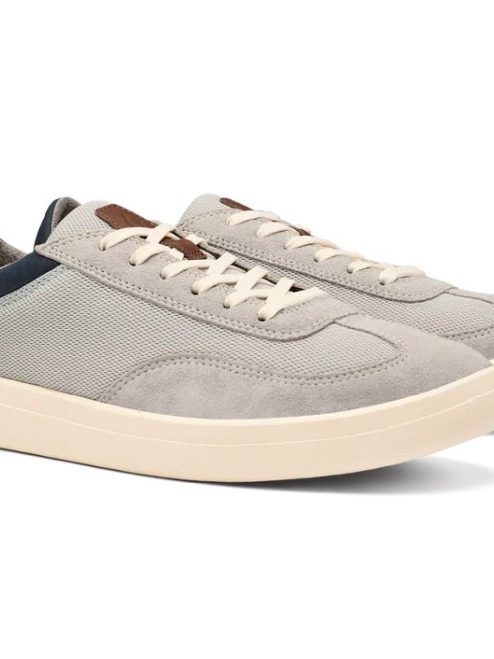 OluKai Men's Low-Top Sneakers in Light Gray with Cream Sole and Navy Heel - Picture 8 of 13